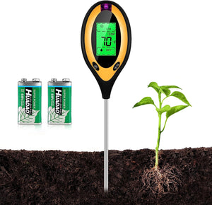Soil Tester 4 in 1: Temperature, pH monitor, Light, Moisture